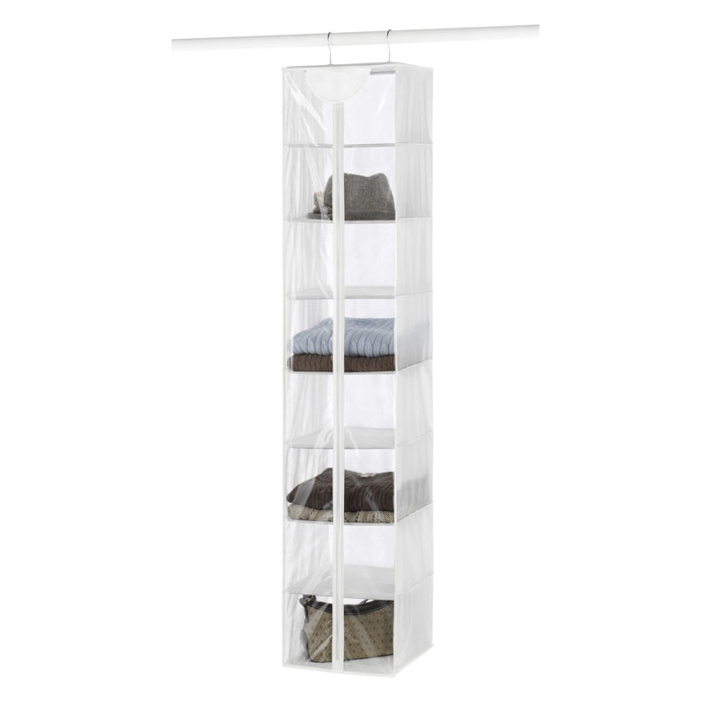 Whitmor 8-Shelf Hanging Sweater Bag - White with Crystal Clear